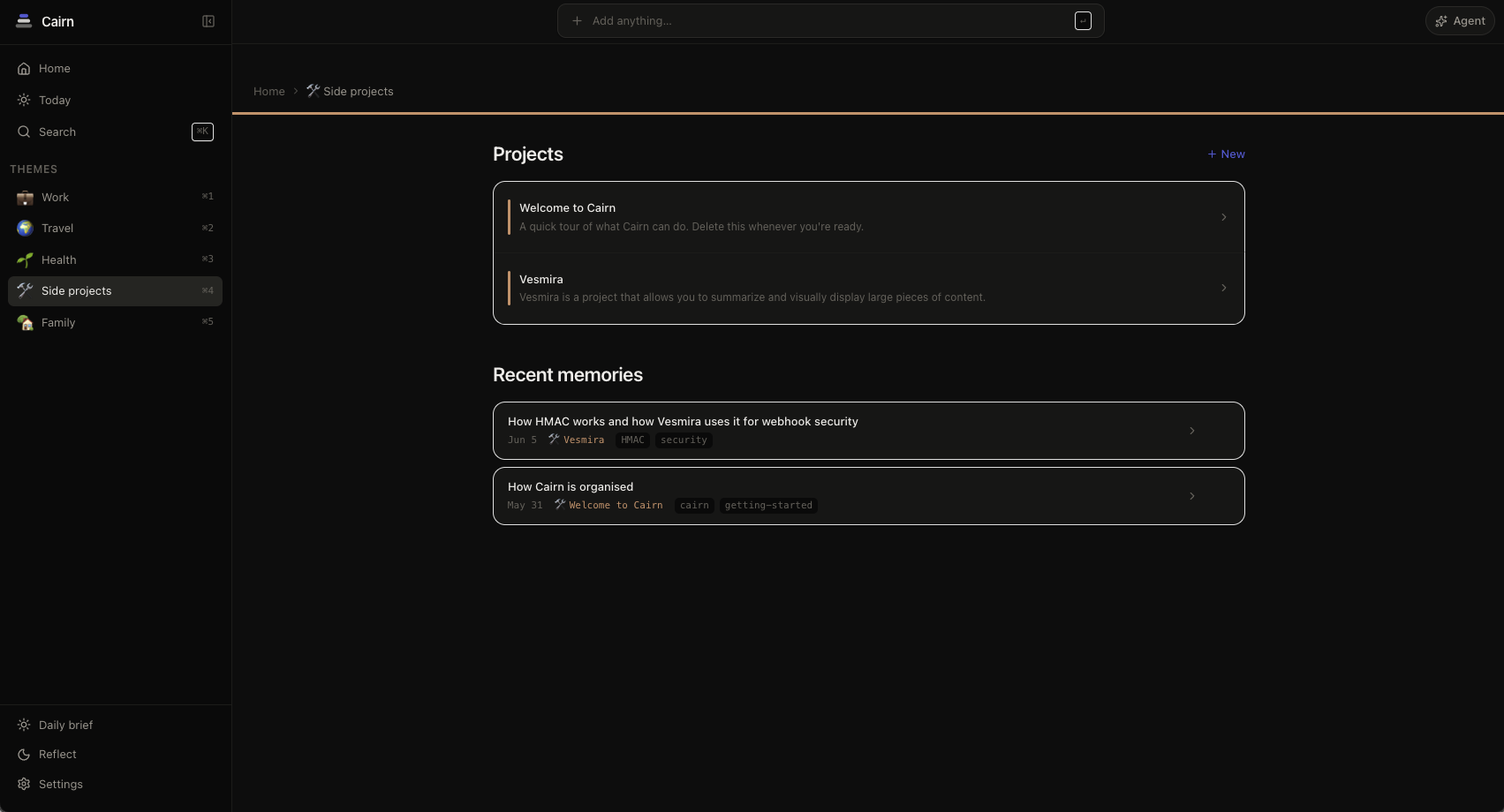 cairn — theme view